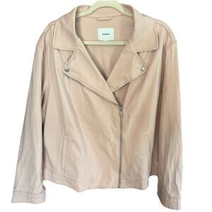 Old Navy Moto Jacket Women's 2XL Abalone Pink Denim Stretch Grunge Whimsygoth